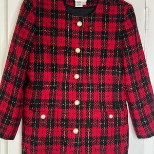 Talbots Red and Black Plaid Blazer